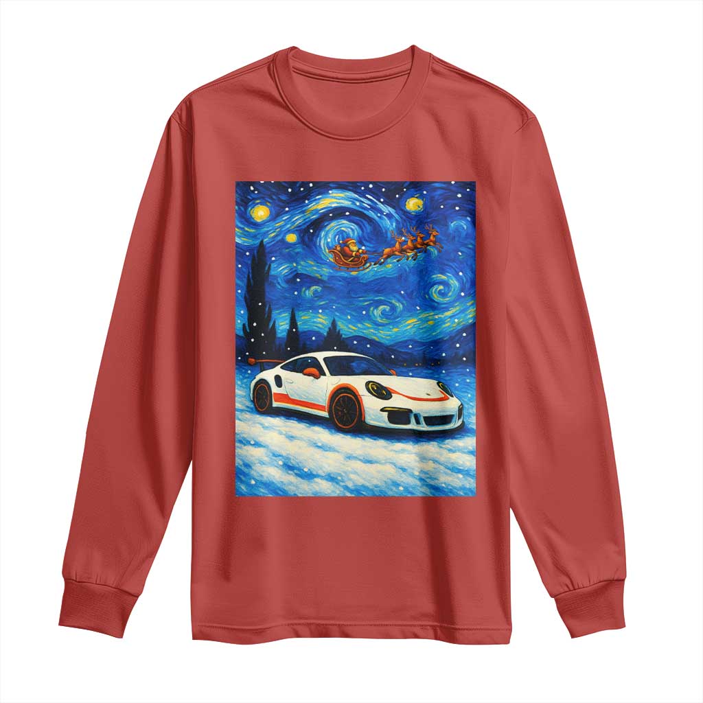 Racing Sports Car Long Sleeve Shirt Starry Night Racing Silhouette TS14 Red Print Your Wear