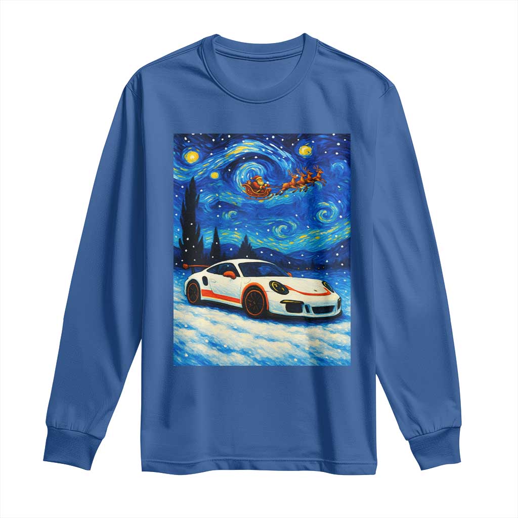 Racing Sports Car Long Sleeve Shirt Starry Night Racing Silhouette TS14 Royal Blue Print Your Wear