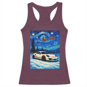 Racing Sports Car Racerback Tank Top Porsche 911 Starry Night Racing Silhouette TS14 Maroon Print Your Wear