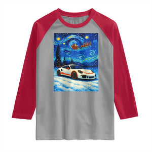 Racing Sports Car Raglan Shirt Starry Night Racing Silhouette TS14 Sport Gray Red Print Your Wear