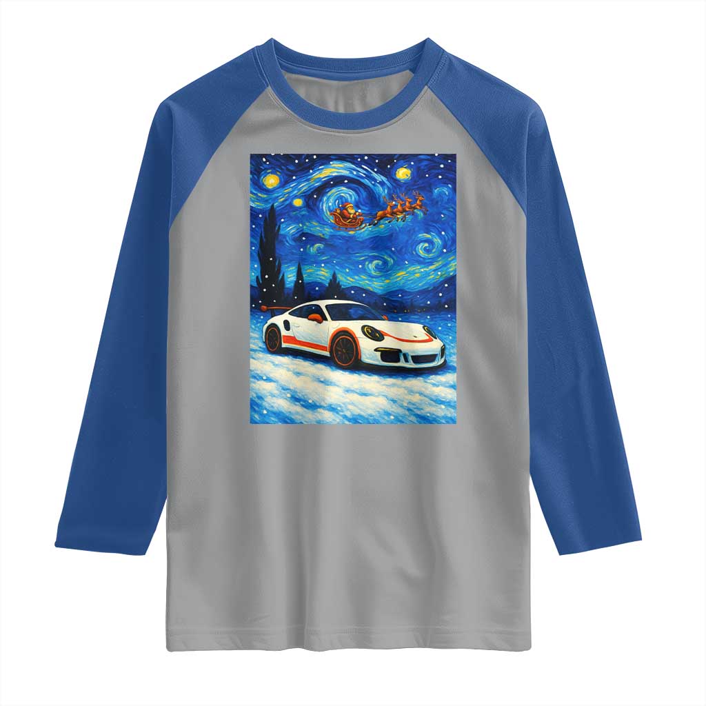 Racing Sports Car Raglan Shirt Starry Night Racing Silhouette TS14 Sport Gray Royal Print Your Wear