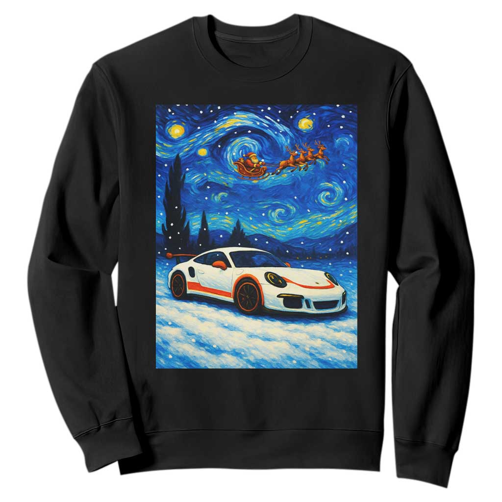 Racing Sports Car Sweatshirt Porsche 911 Starry Night Racing Silhouette TS14 Black Print Your Wear