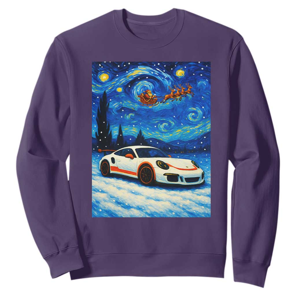 Racing Sports Car Sweatshirt Porsche 911 Starry Night Racing Silhouette TS14 Purple Print Your Wear