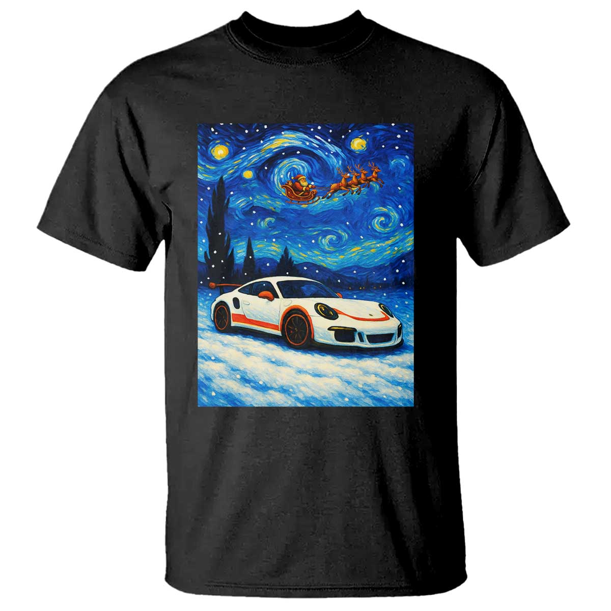 Racing Sports Car T Shirt Porsche 911 Starry Night Racing Silhouette TS14 Black Print Your Wear