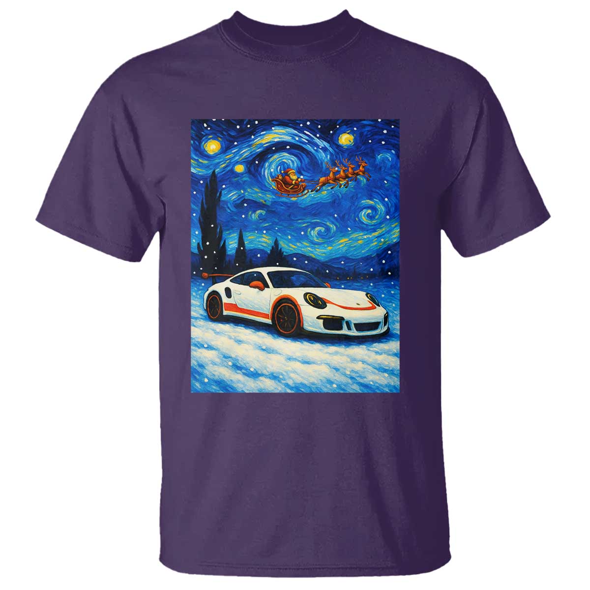 Racing Sports Car T Shirt Porsche 911 Starry Night Racing Silhouette TS14 Purple Print Your Wear
