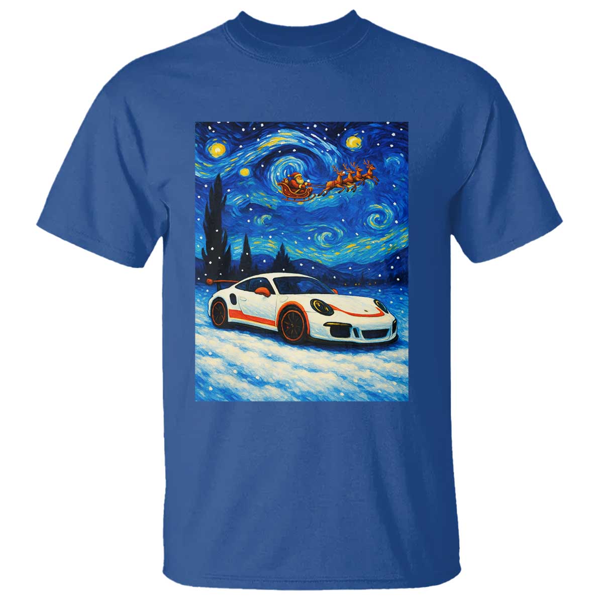 Racing Sports Car T Shirt Starry Night Racing Silhouette TS14 Royal Blue Print Your Wear