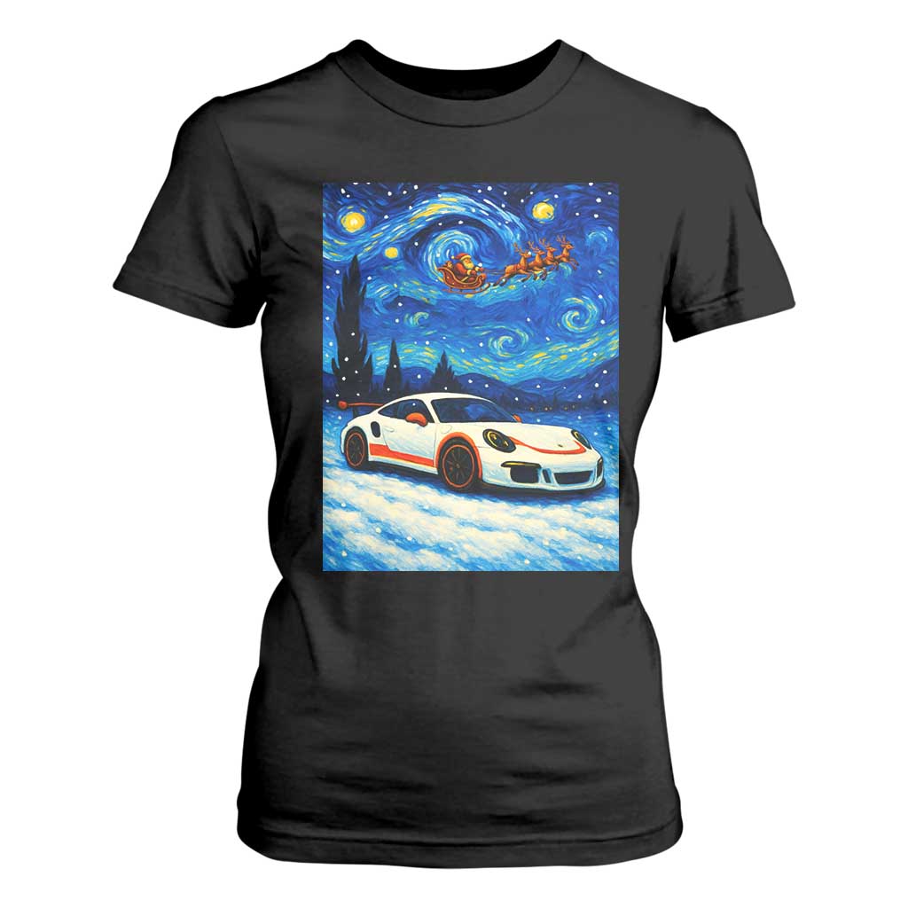 Racing Sports Car T Shirt For Women Porsche 911 Starry Night Racing Silhouette TS14 Black Print Your Wear