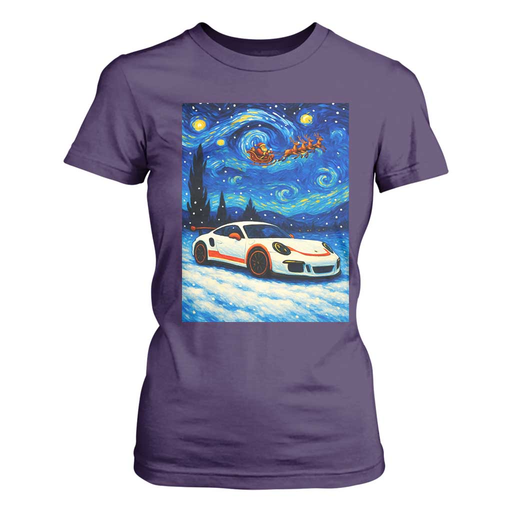 Racing Sports Car T Shirt For Women Porsche 911 Starry Night Racing Silhouette TS14 Purple Print Your Wear