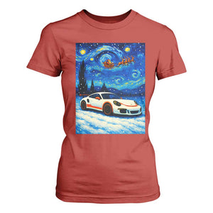Racing Sports Car T Shirt For Women Starry Night Racing Silhouette TS14 Red Print Your Wear