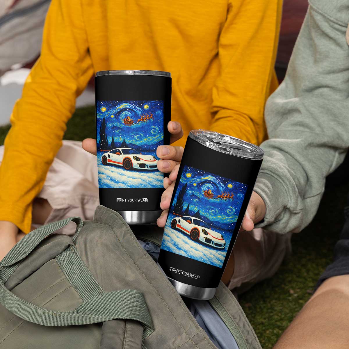 Racing Sports Car Tumbler Cup Porsche 911 Starry Night Racing Silhouette TS14 Print Your Wear
