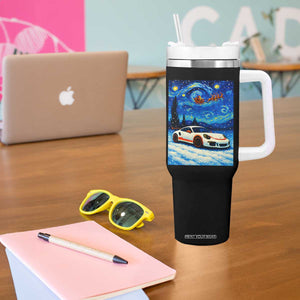 Racing Sports Car Tumbler With Handle Starry Night Racing Silhouette TS14 Print Your Wear