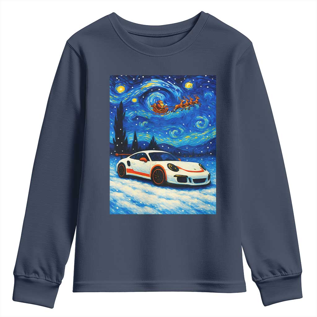 Racing Sports Car Youth Sweatshirt Starry Night Racing Silhouette TS14 Navy Print Your Wear