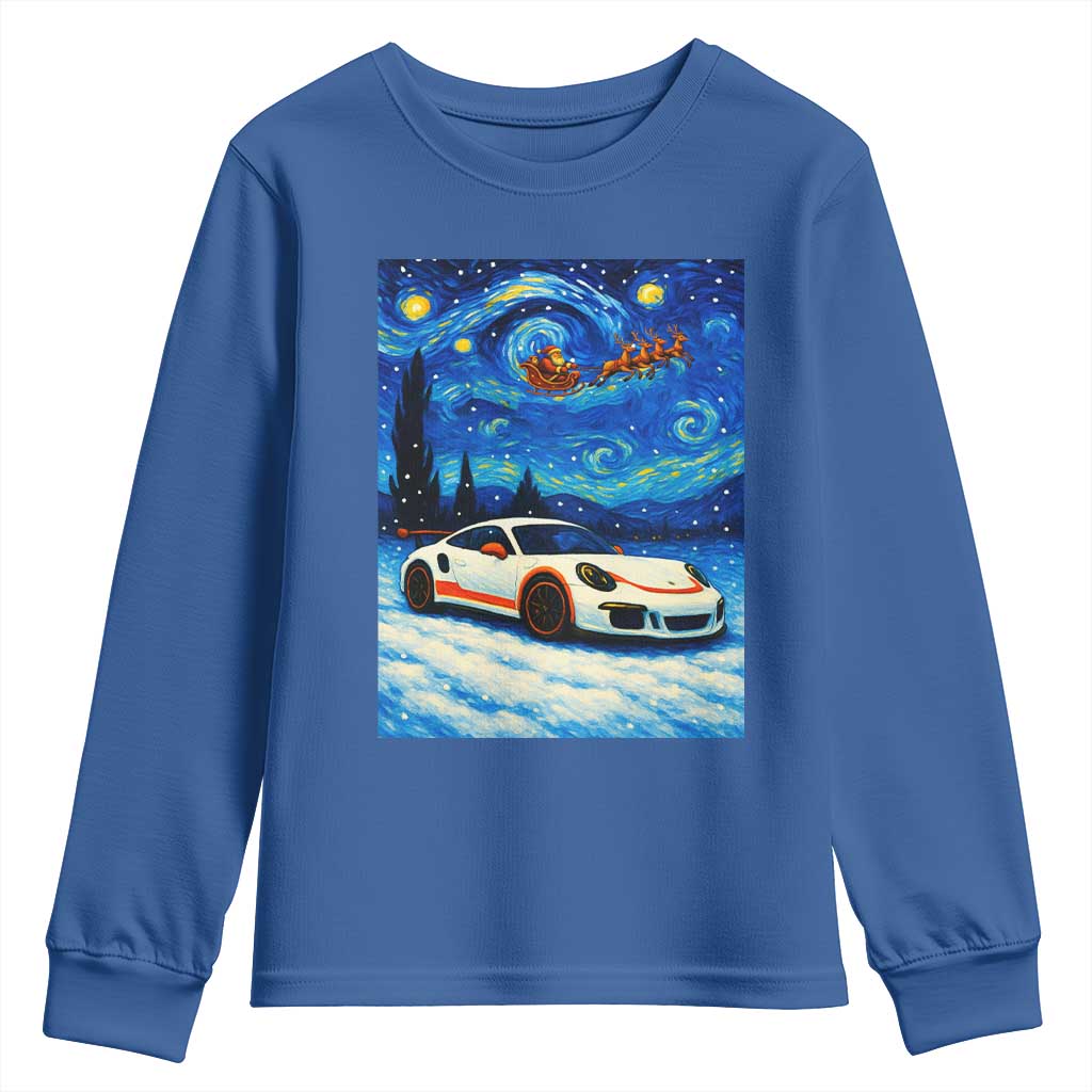 Racing Sports Car Youth Sweatshirt Starry Night Racing Silhouette TS14 Royal Blue Print Your Wear