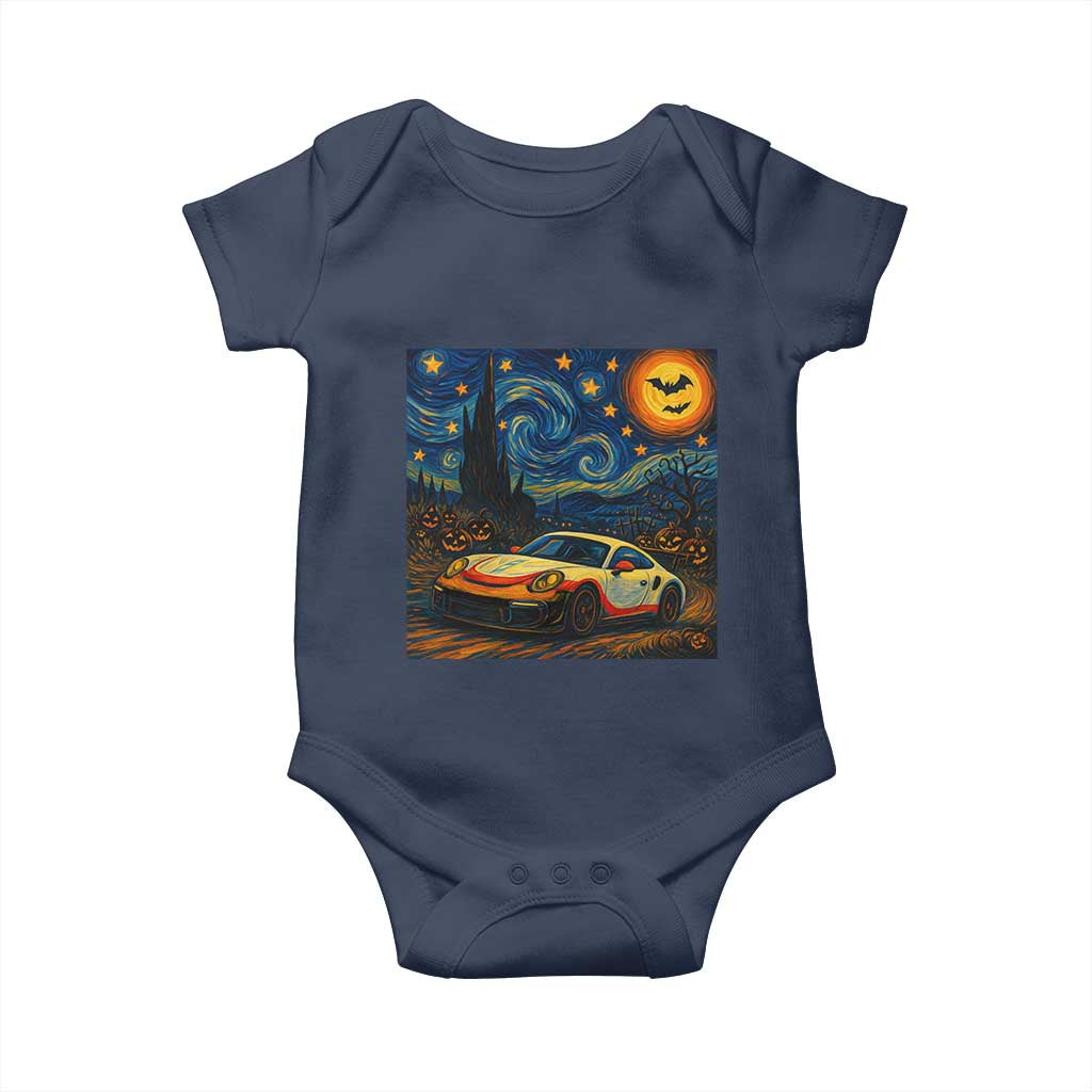 Racing Sports Baby Onesie Starry Night 911 Silhouette Halloween TS14 Navy Print Your Wear