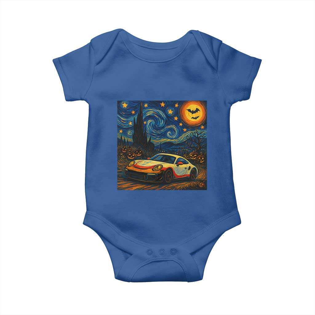 Racing Sports Baby Onesie Starry Night 911 Silhouette Halloween TS14 Royal Blue Print Your Wear