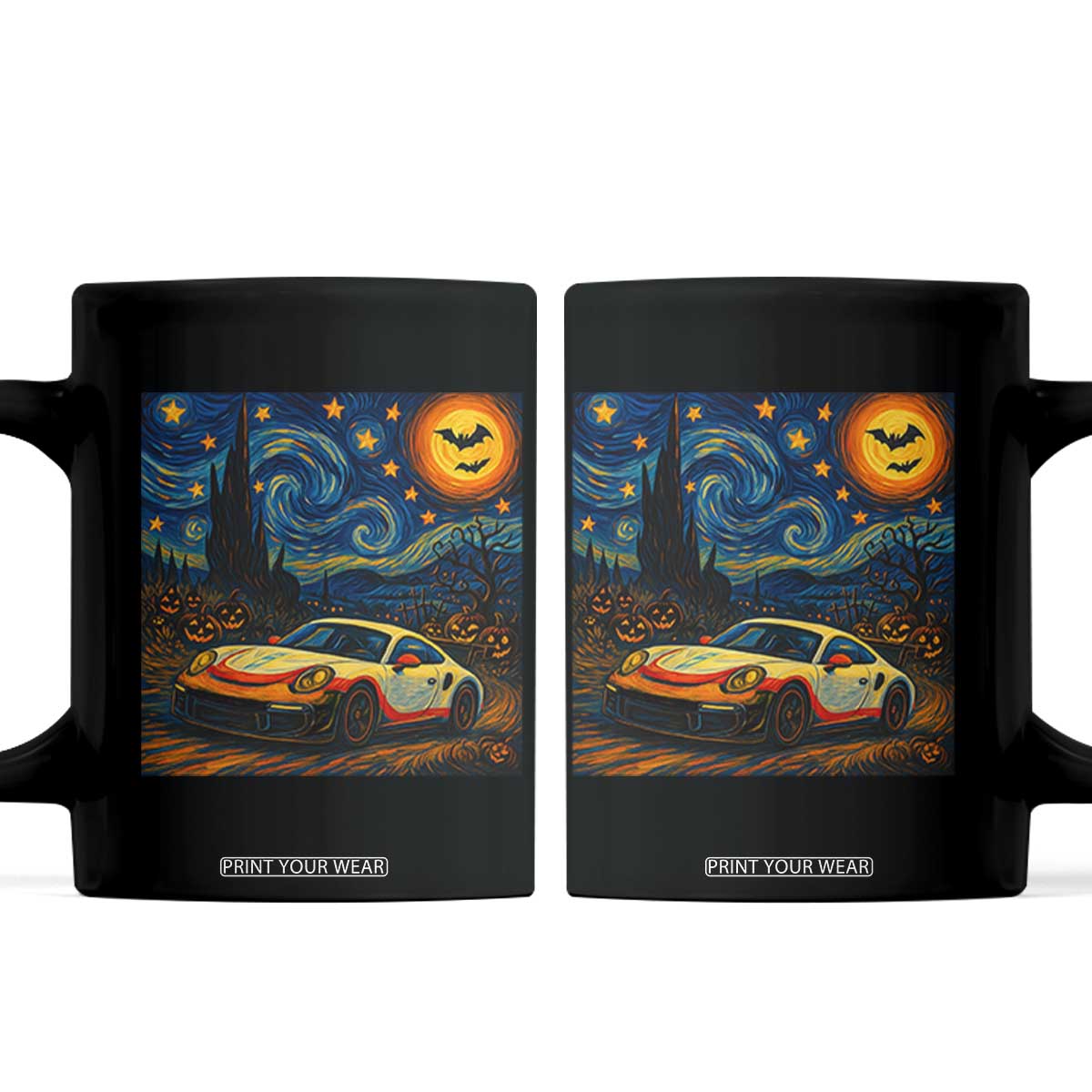 Racing Sports Coffee Mug Starry Night 911 Silhouette Halloween TS14 Black Print Your Wear