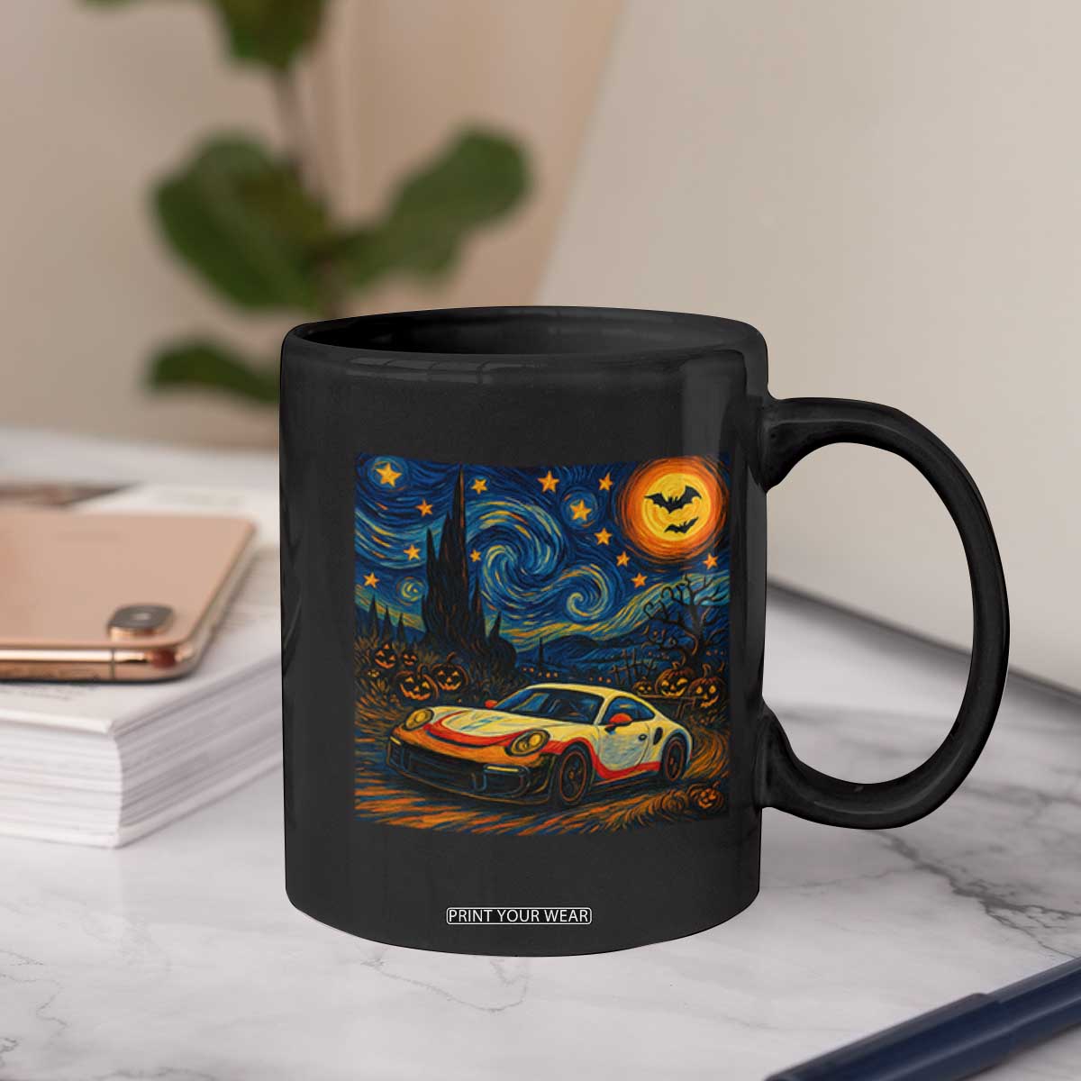 Racing Sports Coffee Mug Starry Night 911 Silhouette Halloween TS14 Print Your Wear