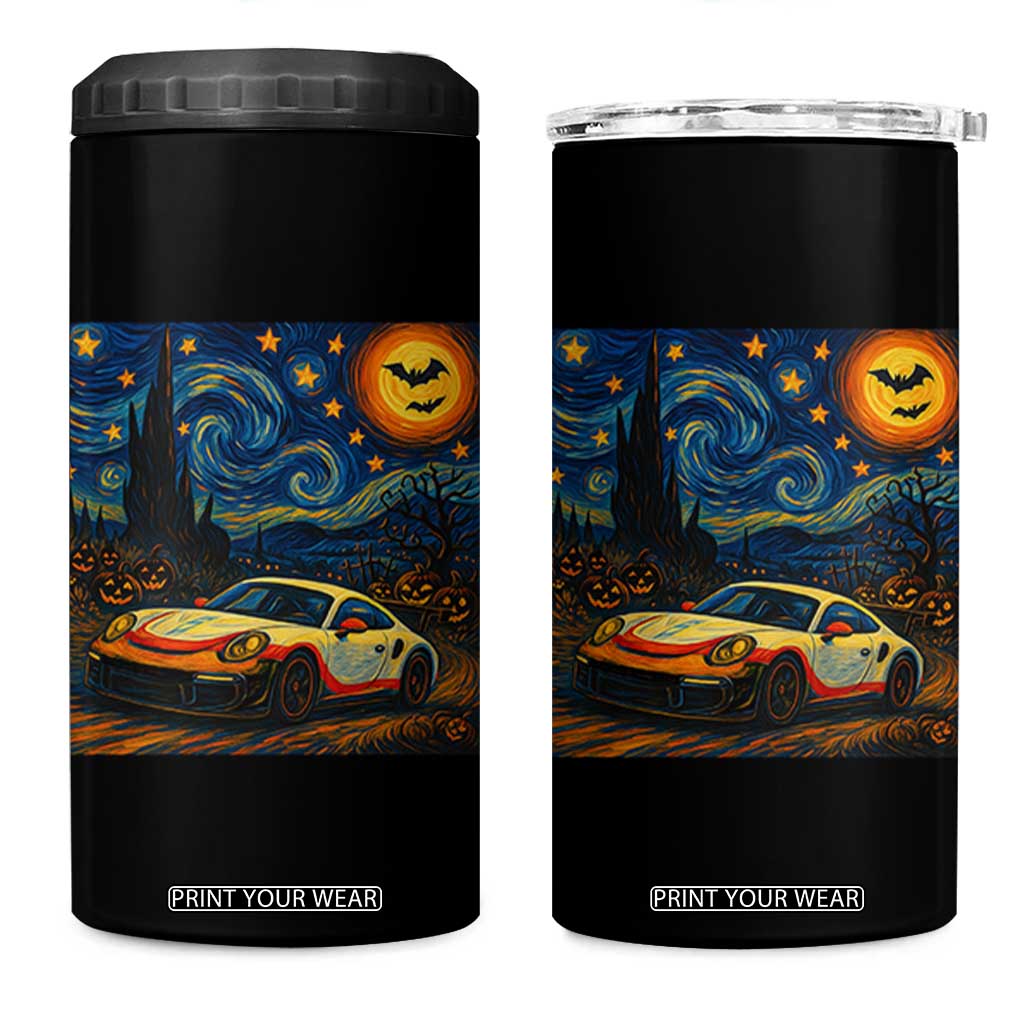 Racing Sports 4 in 1 Can Cooler Tumbler Starry Night 911 Silhouette Halloween TS14 One Size: 16 oz Black Print Your Wear