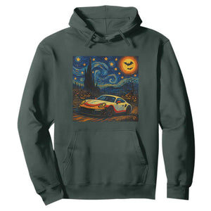 Racing Sports Hoodie Starry Night 911 Silhouette Halloween TS14 Dark Forest Green Print Your Wear