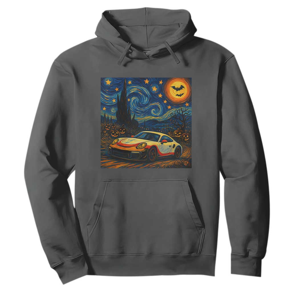 Racing Sports Hoodie Starry Night 911 Silhouette Halloween TS14 Dark Heather Print Your Wear