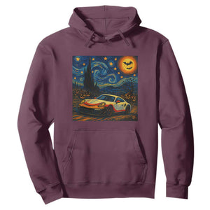 Racing Sports Hoodie Starry Night 911 Silhouette Halloween TS14 Maroon Print Your Wear