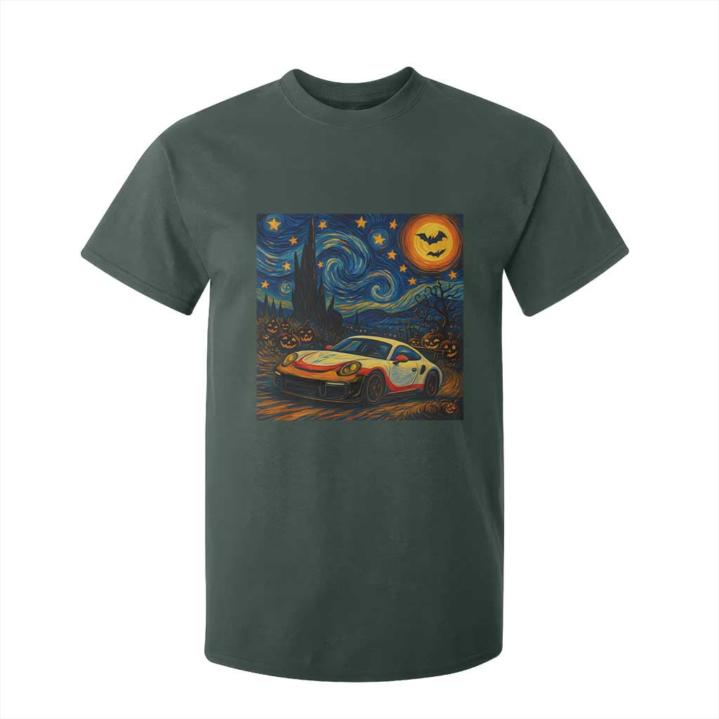 Racing Sports T Shirt For Kid Starry Night 911 Silhouette Halloween TS14 Dark Forest Green Print Your Wear