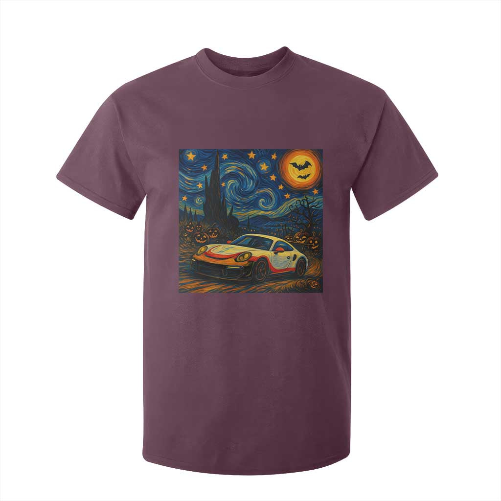 Racing Sports T Shirt For Kid Starry Night 911 Silhouette Halloween TS14 Maroon Print Your Wear