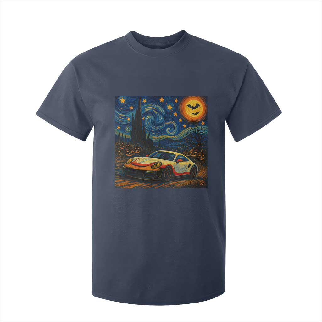 Racing Sports T Shirt For Kid Starry Night 911 Silhouette Halloween TS14 Navy Print Your Wear