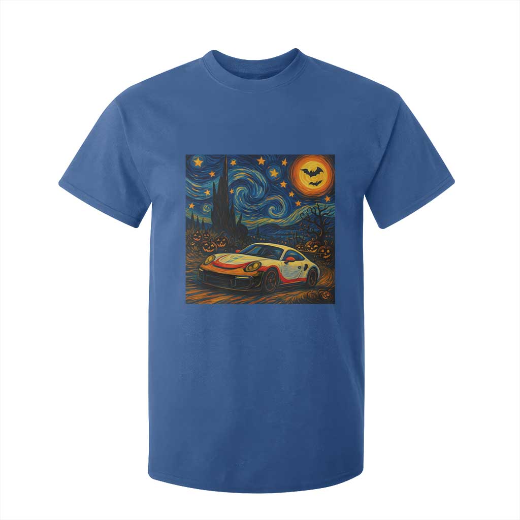 Racing Sports T Shirt For Kid Starry Night 911 Silhouette Halloween TS14 Royal Blue Print Your Wear