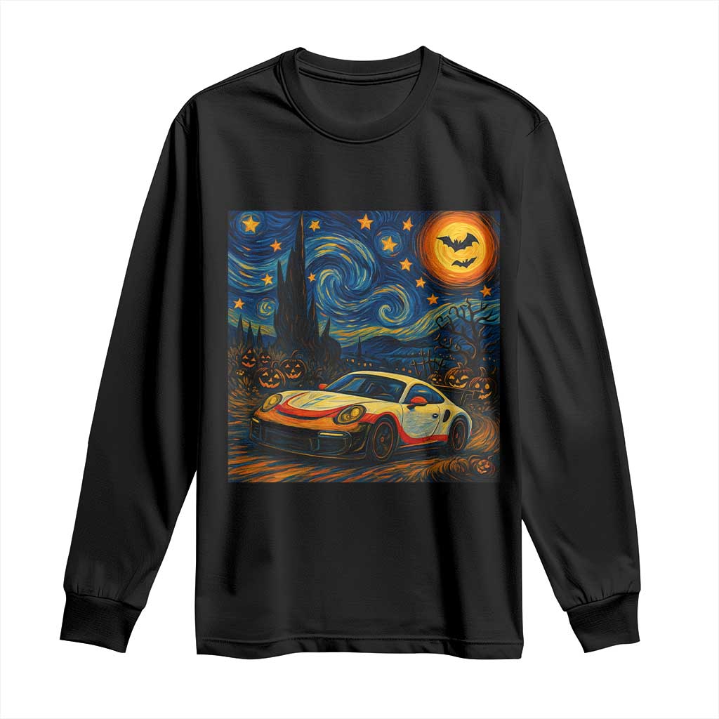 Racing Sports Long Sleeve Shirt Starry Night 911 Silhouette Halloween TS14 Black Print Your Wear