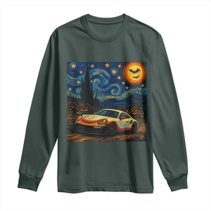 Racing Sports Long Sleeve Shirt Starry Night 911 Silhouette Halloween TS14 Dark Forest Green Print Your Wear