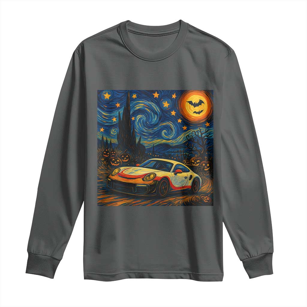 Racing Sports Long Sleeve Shirt Starry Night 911 Silhouette Halloween TS14 Dark Heather Print Your Wear