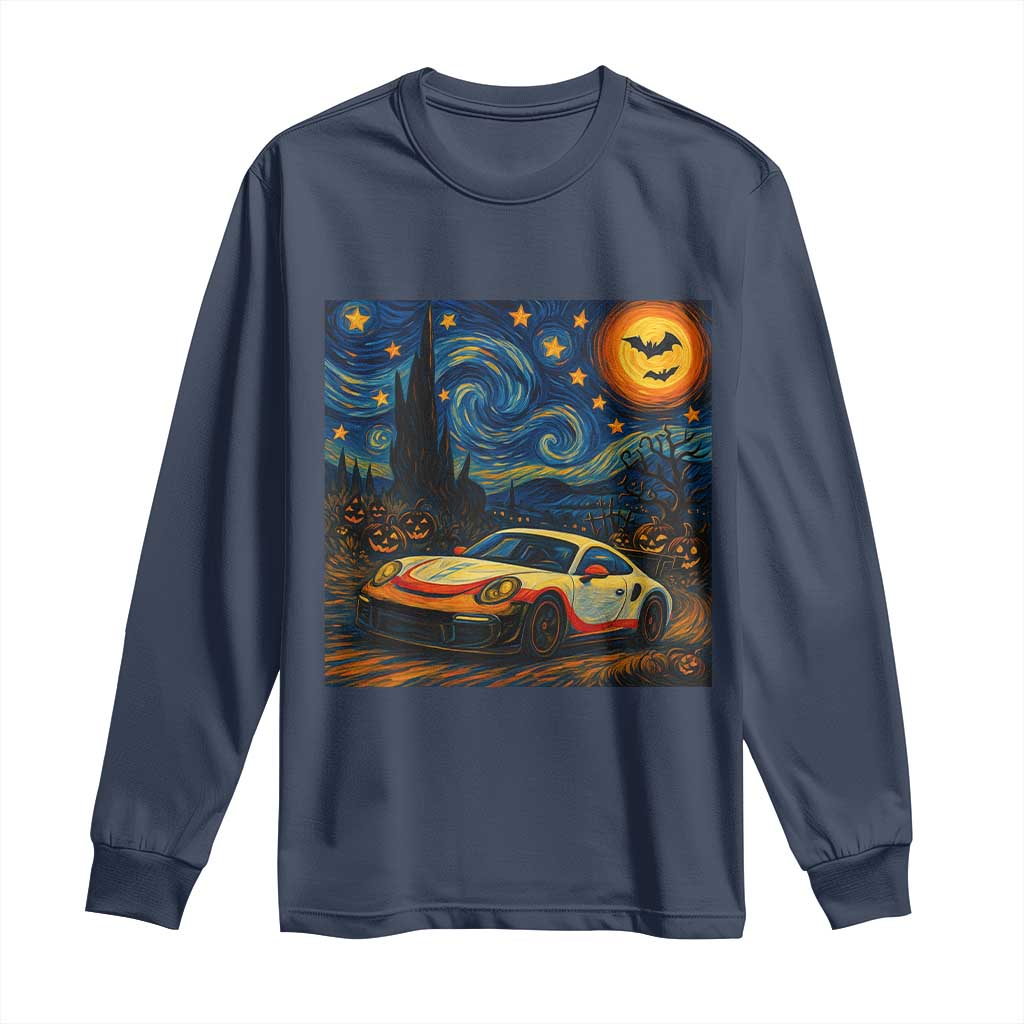 Racing Sports Long Sleeve Shirt Starry Night 911 Silhouette Halloween TS14 Navy Print Your Wear