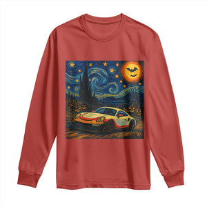 Racing Sports Long Sleeve Shirt Starry Night 911 Silhouette Halloween TS14 Red Print Your Wear