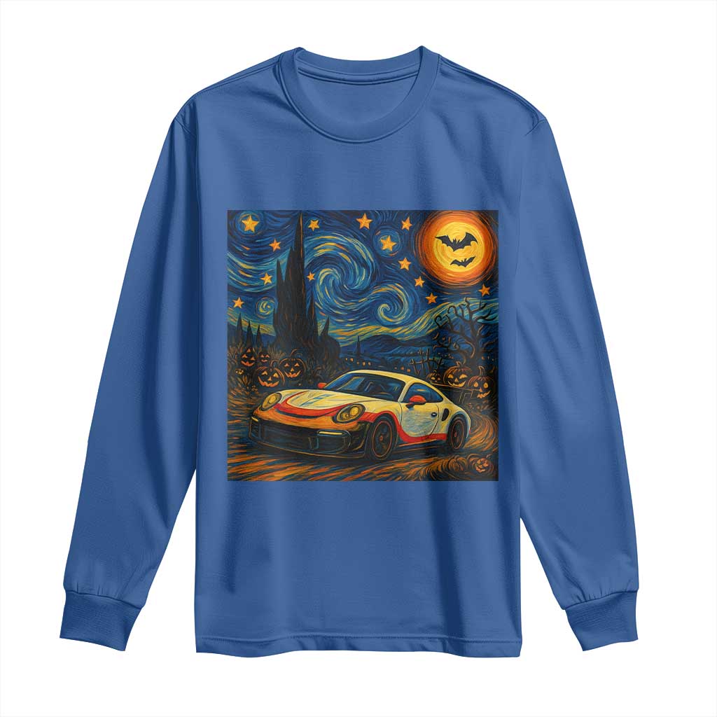 Racing Sports Long Sleeve Shirt Starry Night 911 Silhouette Halloween TS14 Royal Blue Print Your Wear