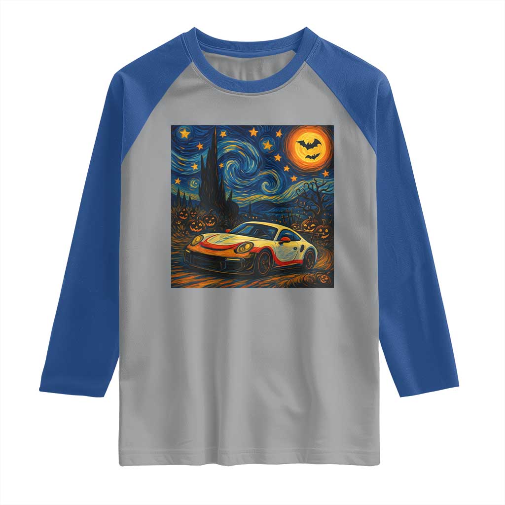 Racing Sports Raglan Shirt Starry Night 911 Silhouette Halloween TS14 Sport Gray Royal Print Your Wear