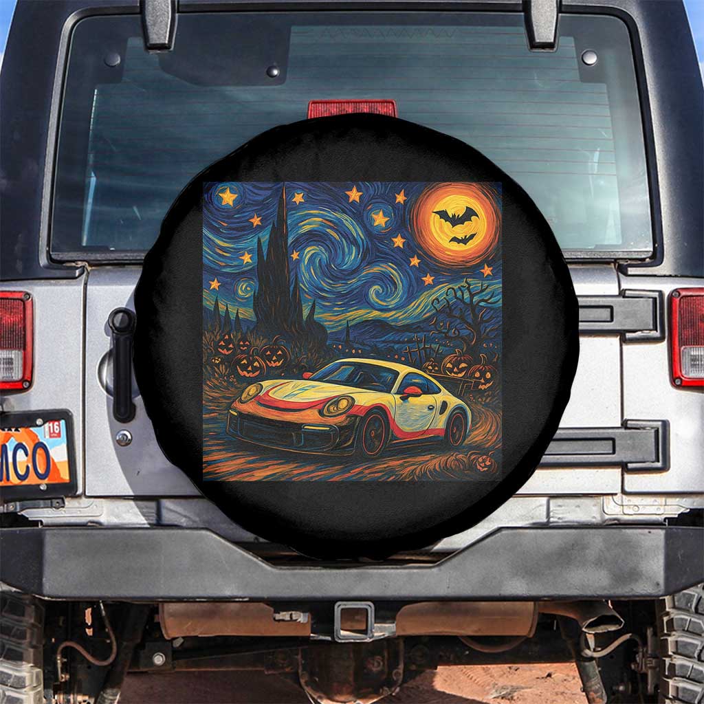 Racing Sports Spare Tire Cover Starry Night 911 Silhouette Halloween TS14 No hole Black Print Your Wear