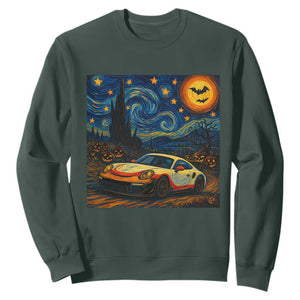 Racing Sports Sweatshirt Starry Night 911 Silhouette Halloween TS14 Dark Forest Green Print Your Wear