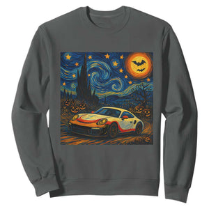 Racing Sports Sweatshirt Starry Night 911 Silhouette Halloween TS14 Dark Heather Print Your Wear