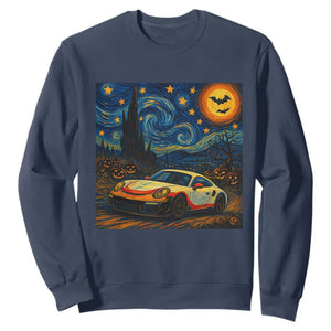 Racing Sports Sweatshirt Starry Night 911 Silhouette Halloween TS14 Navy Print Your Wear