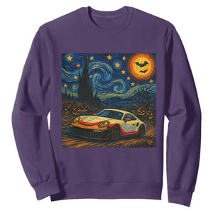 Racing Sports Sweatshirt Starry Night 911 Silhouette Halloween TS14 Purple Print Your Wear