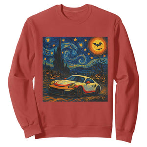 Racing Sports Sweatshirt Starry Night 911 Silhouette Halloween TS14 Red Print Your Wear