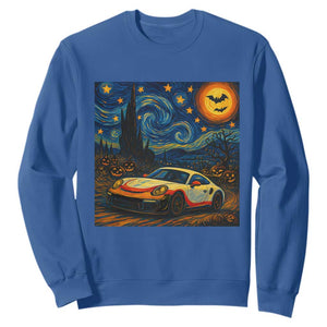 Racing Sports Sweatshirt Starry Night 911 Silhouette Halloween TS14 Royal Blue Print Your Wear