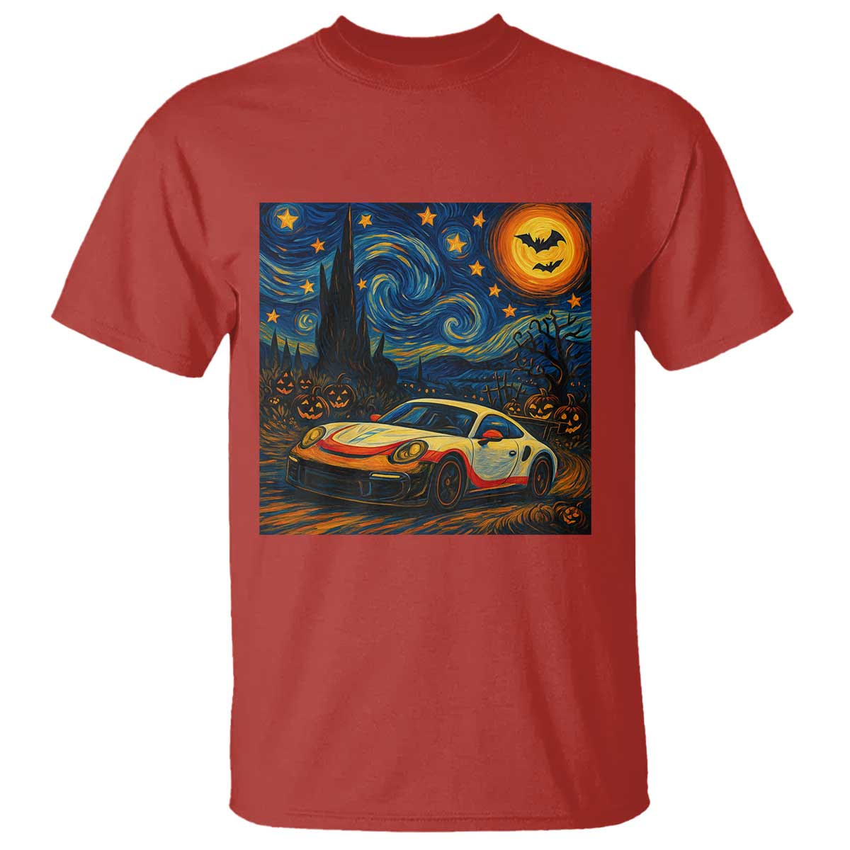 Racing Sports T Shirt Starry Night 911 Silhouette Halloween TS14 Red Print Your Wear