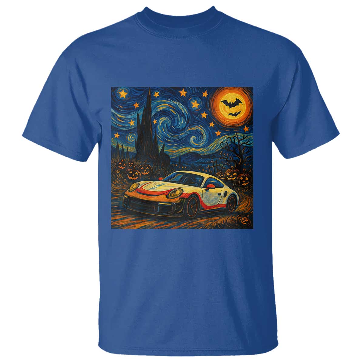 Racing Sports T Shirt Starry Night 911 Silhouette Halloween TS14 Royal Blue Print Your Wear