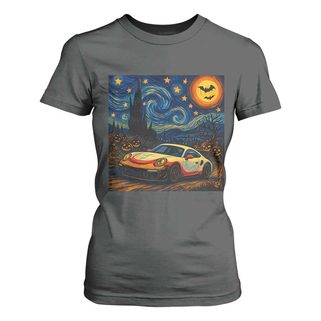 Racing Sports T Shirt For Women Starry Night 911 Silhouette Halloween TS14 Dark Heather Print Your Wear