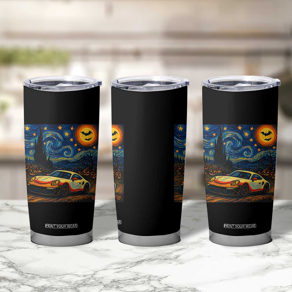 Racing Sports Tumbler Cup Starry Night 911 Silhouette Halloween TS14 Print Your Wear