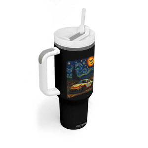 Racing Sports Tumbler With Handle Starry Night 911 Silhouette Halloween TS14 Print Your Wear
