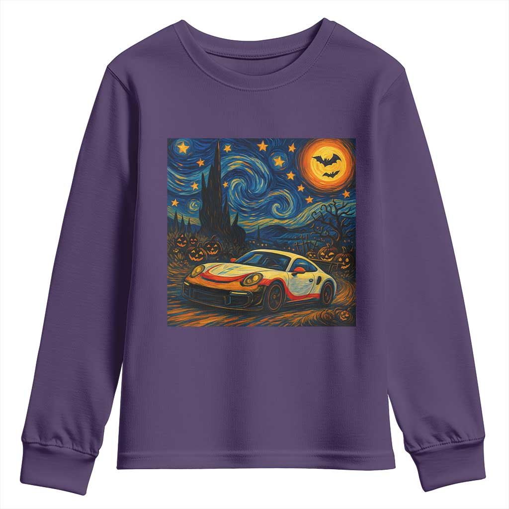 Racing Sports Youth Sweatshirt Starry Night 911 Silhouette Halloween TS14 Purple Print Your Wear