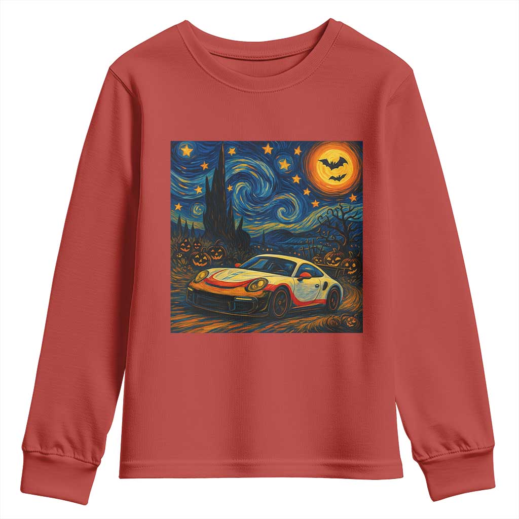 Racing Sports Youth Sweatshirt Starry Night 911 Silhouette Halloween TS14 Red Print Your Wear